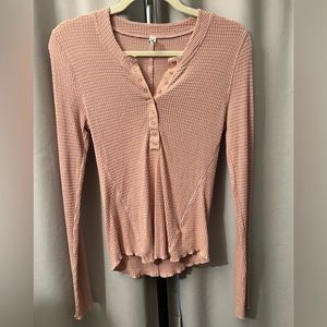 Intimately by Free People Raglan Long Sleeve Top with Rose Gold Accents